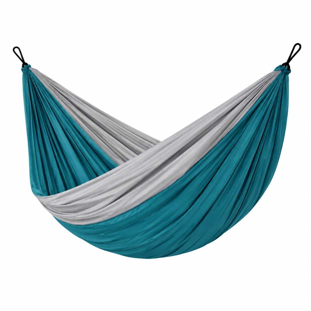 Hängematte 270 x 150 cm Textil Türkis Grau für Garten und Camping