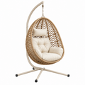 Hängesessel 105 x 105 x 195 cm Metall Geflecht Beige mit Gestell