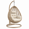 Hängesessel 105 x 105 x 195 cm Beige Metall Geflecht mit Gestell