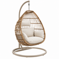 Hängesessel 110 x 110 x 195 cm Rattan Metall Naturbeige mit Gestell Boho