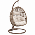 Hängesessel 105 x 105 x 195 cm Stahl Polyrattan Braun für den Innenbereich Boho