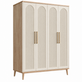 Kleiderschrank 180 x 60 x 200 cm Holzwerkstoff Creme/Natur mit 4 Türen im modernen Stil