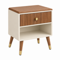 Nachttisch 45 x 40 x 55 cm Holzwerkstoff Braun Creme Retro mit Schublade