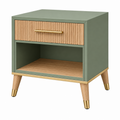 Nachttisch 45 x 40 x 55 cm Grün Holzwerkstoff mit Schublade und offenem Fach Retro-Stil