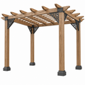 Pergola 300 x 300 x 240 cm aus Holz in Naturbraun mit Metallbeschlägen für den Garten