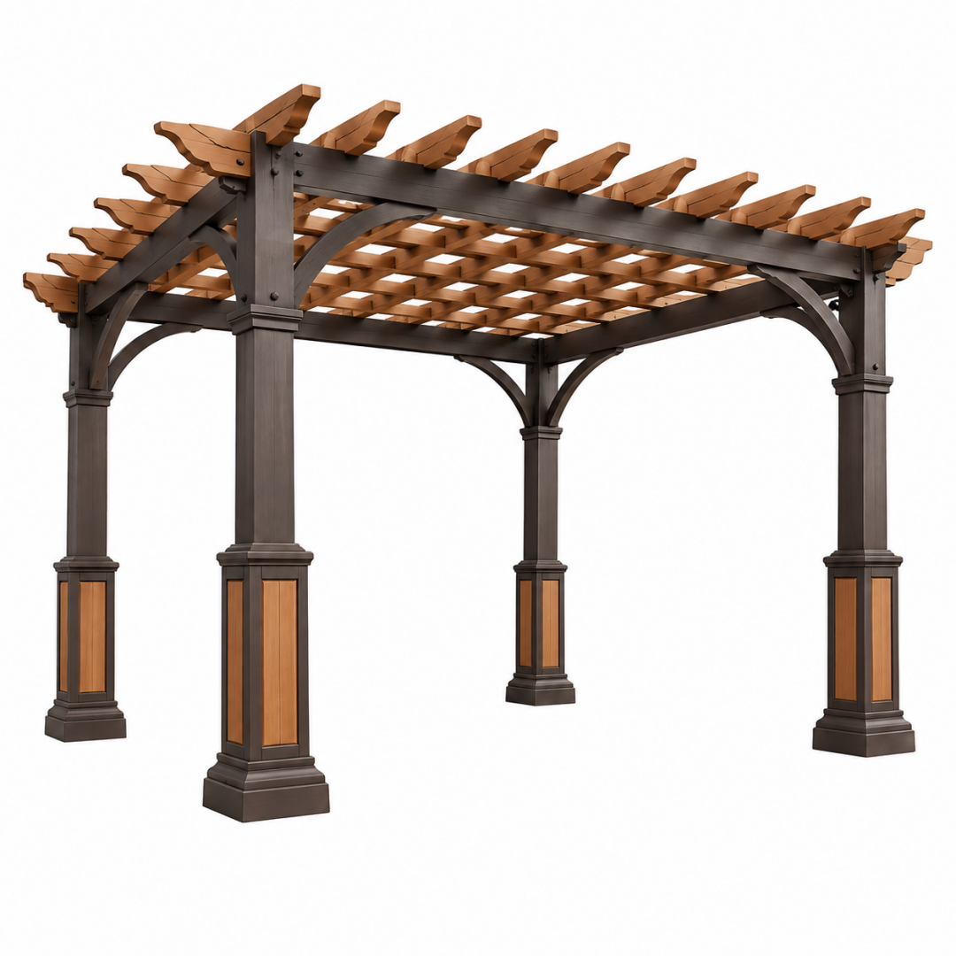 Gartenpergola 400 x 300 x 250 cm aus Holz Braun/Hellbraun - freistehender Sonnenschutz im klassischen Stil