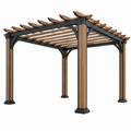Gartenpergola 300 x 300 x 240 cm aus Holz und Metall in Braun Schwarz mit Lamellendach