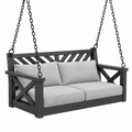 Hängesofa 150 x 70 x 65 cm aus Holz in Schwarz Grau mit Kettenaufhängung für den Außenbereich